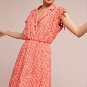 Maeve Anthropologie Carlotta Ruched Shirt Dress Size Large